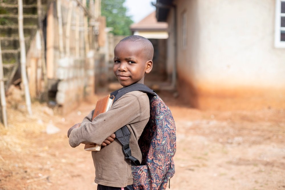 African Boy with School Bag